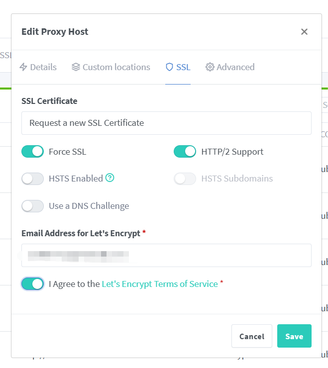 Nginx Proxy Manager 保存代理配置